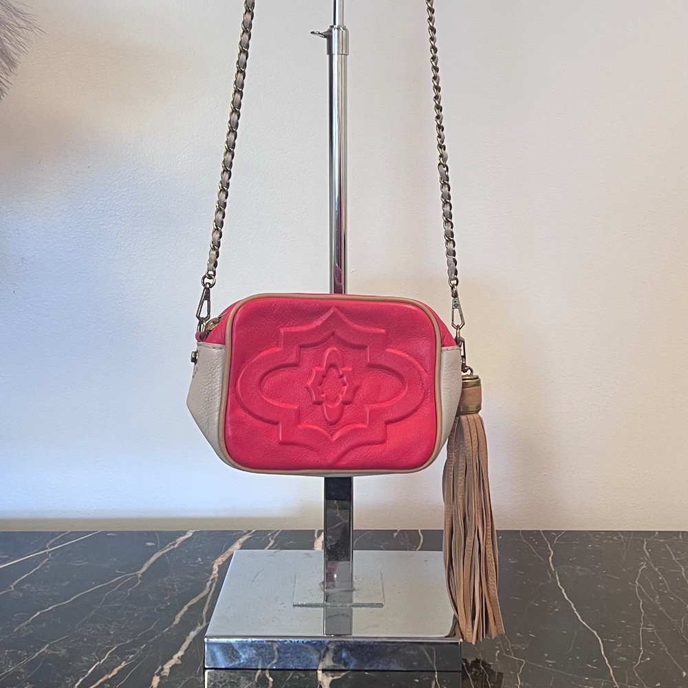 orYany Crossbody in a classic Red/Khaki Fashion Statement Bag